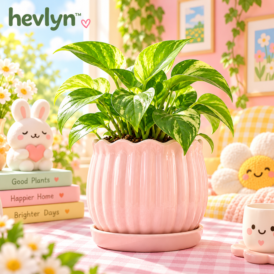 𝒉𝒆𝒗𝒍𝒚𝒏™ Vertical Ribbed Ceramic Planter