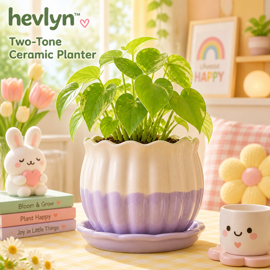 𝒉𝒆𝒗𝒍𝒚𝒏™ Two-Tone Ceramic Planter