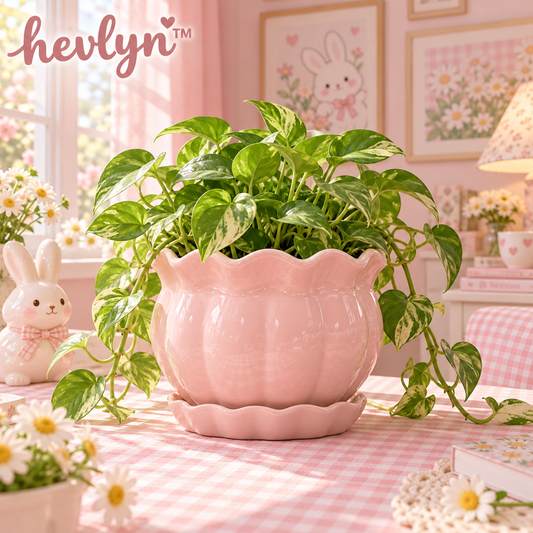 𝒉𝒆𝒗𝒍𝒚𝒏™ Scalloped Rim Ceramic Planter