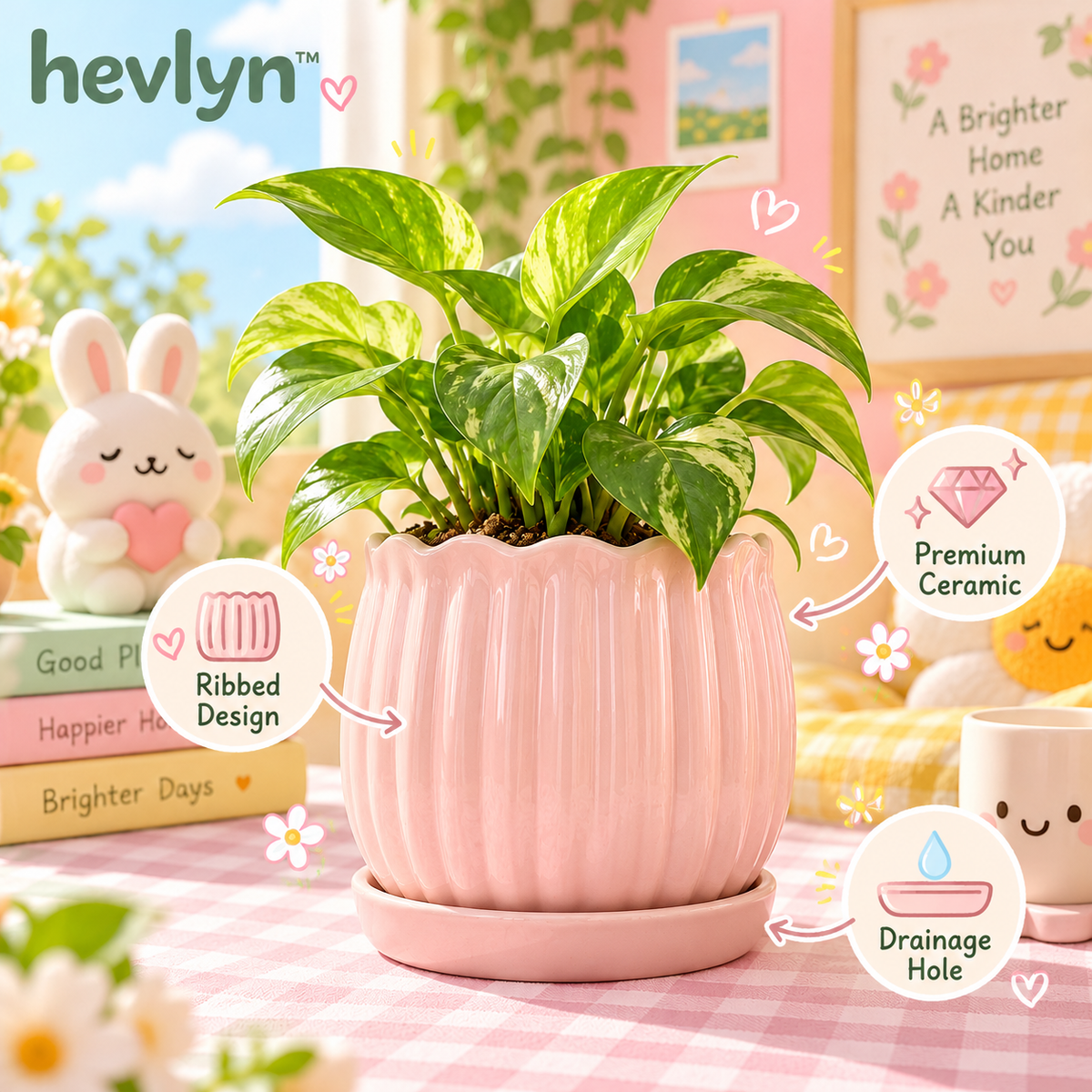𝒉𝒆𝒗𝒍𝒚𝒏™ Vertical Ribbed Ceramic Planter