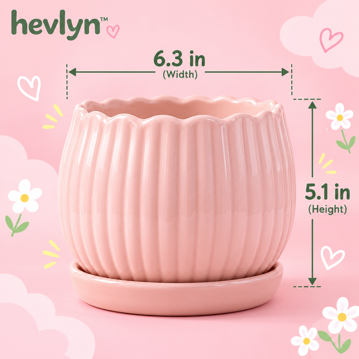 𝒉𝒆𝒗𝒍𝒚𝒏™ Vertical Ribbed Ceramic Planter